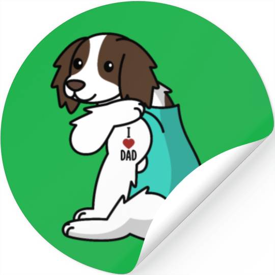 I Love Dad English Springer Spaniel Stickers
