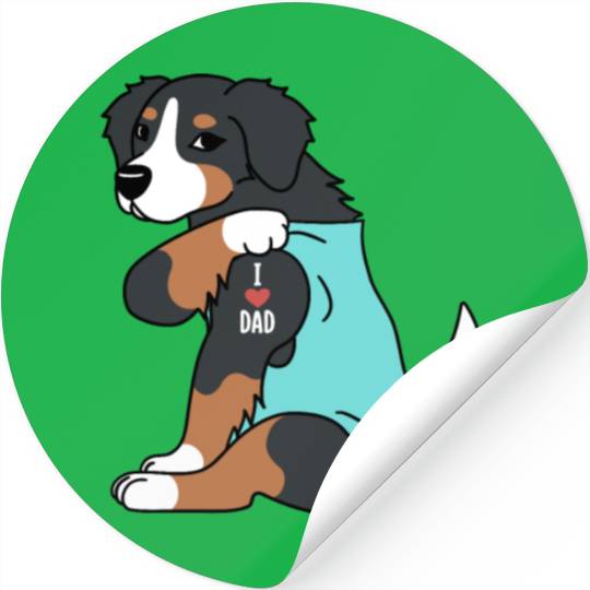 I Love Dad Bernese Mountain Dog Stickers