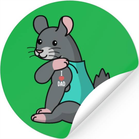 I Love Dad Chinchilla Stickers