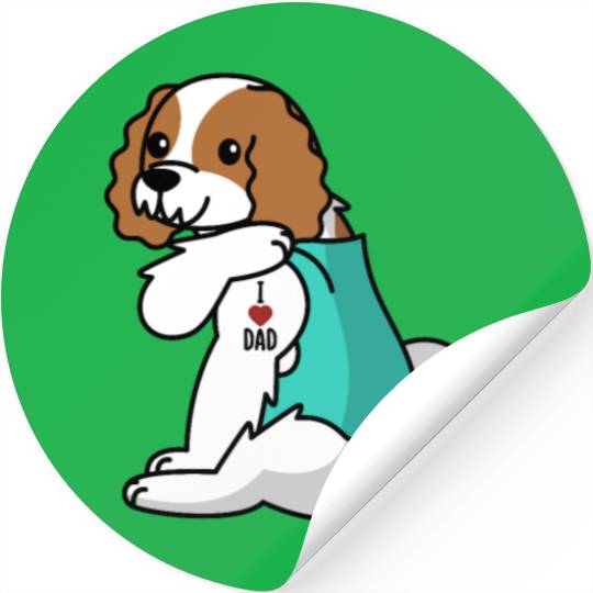 I Love Dad Cavalier King Charles Spaniel Stickers