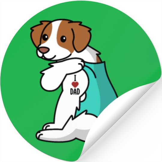 I Love Dad Brittany Spaniel Stickers