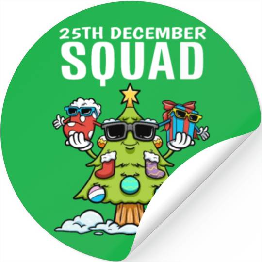 25th December Squad Sock Christmas Tree Gift Stickers