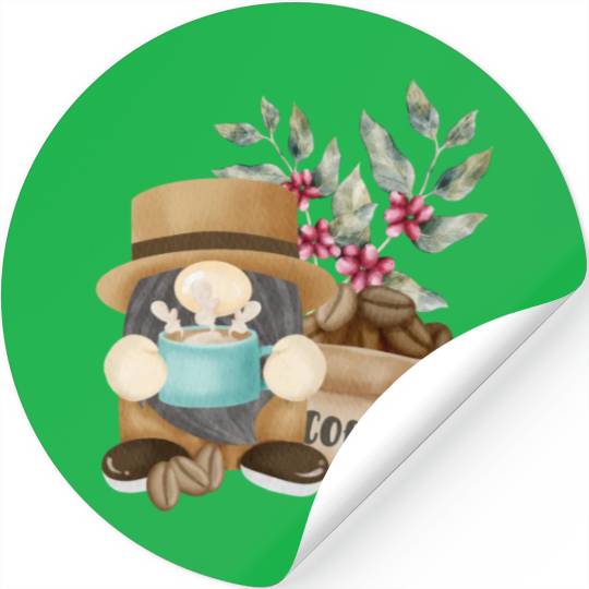 Coffee Gnome Gardening Funny Gnomes Stickers