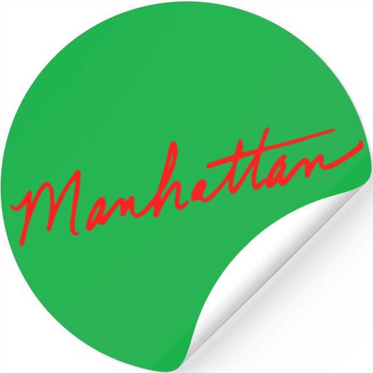 Manhattan handwritten red New York City Stickers