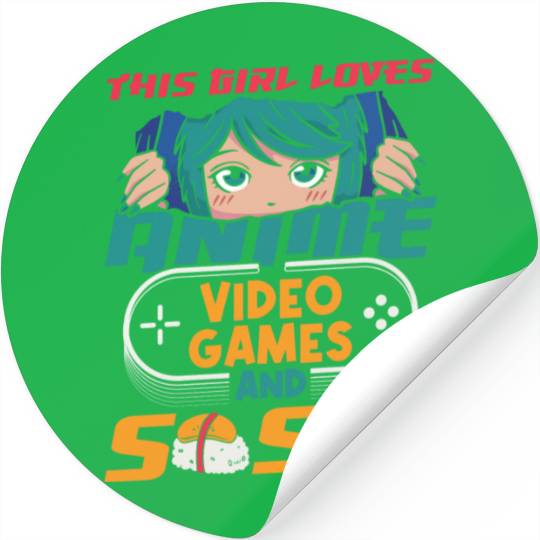This Girl Loves Anime And Sushi Lover Japan Stickers