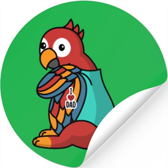 I Love Dad Parrot Bird Stickers