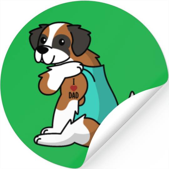 I Love Dad Saint Bernard Stickers