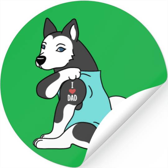 I Love Dad Husky Stickers