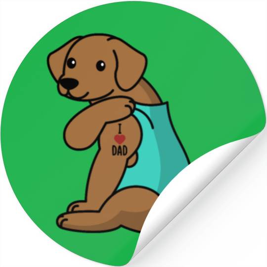 I Love Dad Vizsla Stickers
