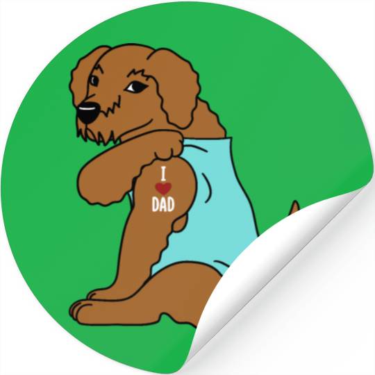 I Love Dad Goldendoodle Stickers