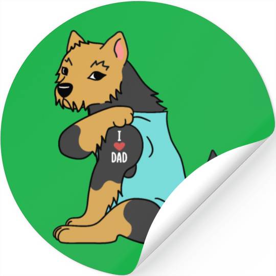 I Love Dad Yorkshire Terrier Stickers