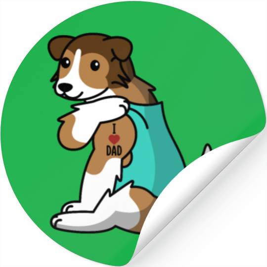I Love Dad Shetland Sheepdog Stickers