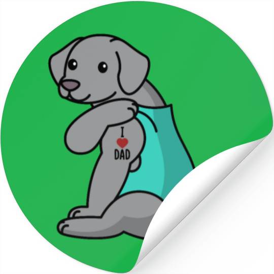 I Love Dad Weimaraner Stickers