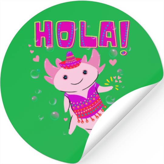 Hola Cute Axolotl - 3 Stickers