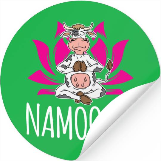 Namooste Cute Funny Silly Yoga Cow Namaste Gift Stickers