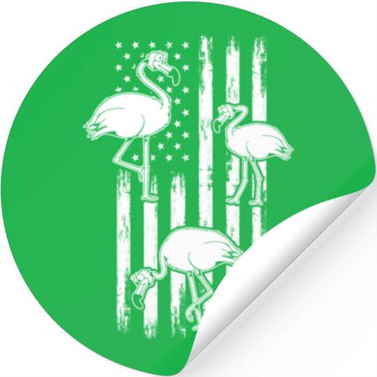 Flamingo Patriotic US Flag 4th Of July Flamingo Stickers