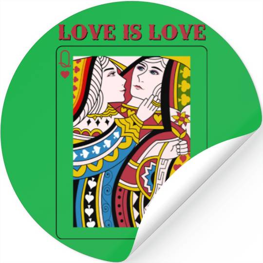 Love Is Love Queen Playing Card LGBT pride Lesbian Stickers