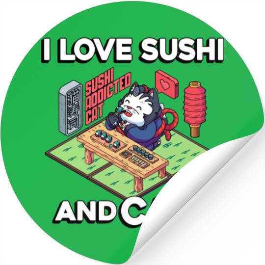 I Love Sushi And Cats, Sushi Lover, Japan, Stickers