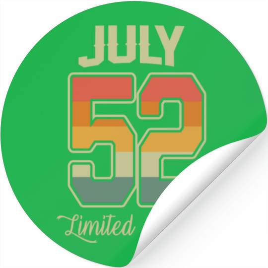 Vintage 70th Birthday July 1952 Sports Gift Stickers