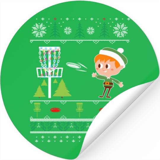 Ugly Disc Golf Christmas Stickers Elf Playing Frolf