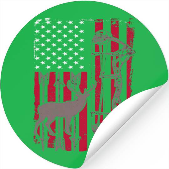 American Flag Deer Bow Hunting Stickers