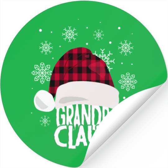 Mens Grandpa Claus Christmas Buffalo Plaid Santa Stickers
