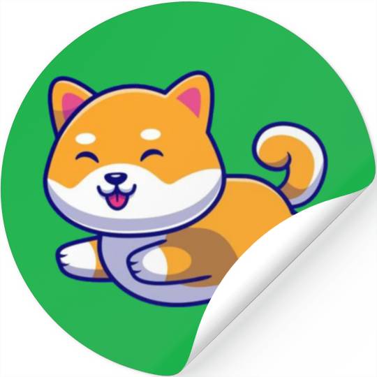 Cute Shiba Inu Dog Running Stickers