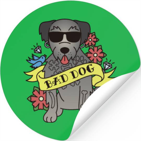Bad Dog Tattoo Irish Wolfhound Stickers