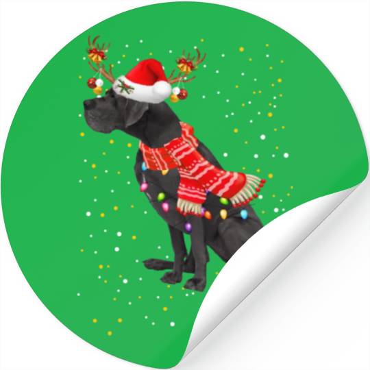 Great Dane Reindeer Christmas Light Stickers