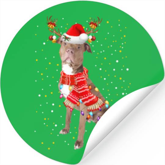Pitbull Reindeer Christmas Light Stickers