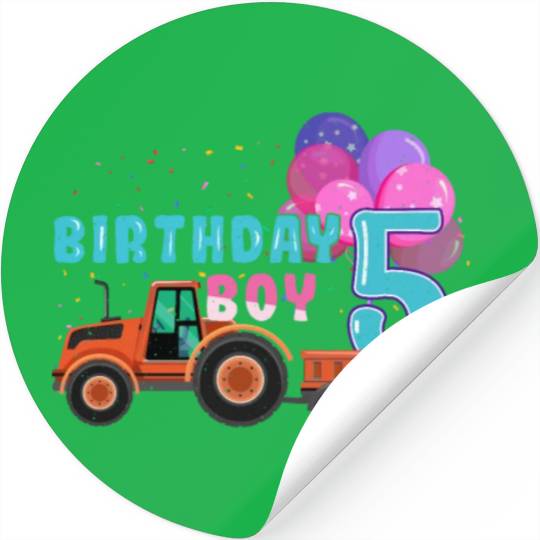 Birth Born Age 5 Year Old Boy Ranch Farm Tractor Stickers