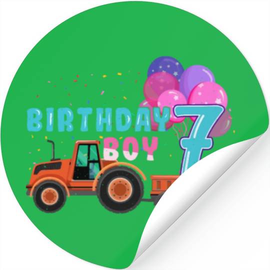 Birth Born Age 7 Year Old Boy Ranch Farm Tractor Stickers