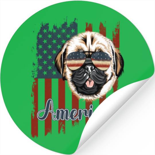 Funny pug american flag, 4th of july gift Stickers