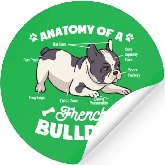 The Anatomy Of A French Bulldog Dog Lover Stickers