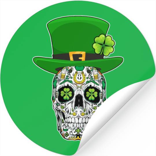 Sugar Skull Saint Patrick's Day of Dead Stickers