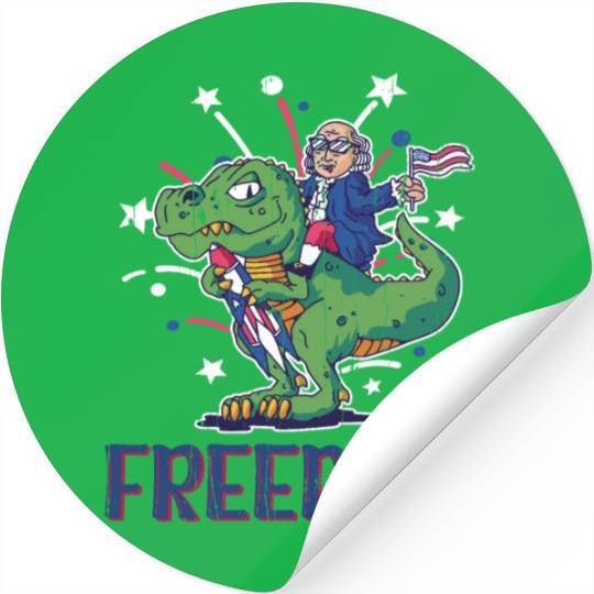 Freedom America Washington Dinosaur 4th Of July Stickers