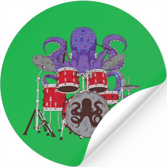 Octopus Drumming Stickers Cute Sea Drummer Lover Gift