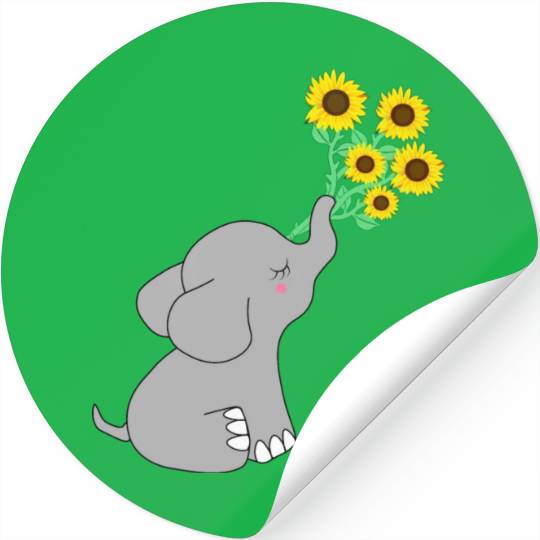 Good Luck elephant holding sunflowers Stickers