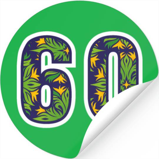 60 Number Green Stickers