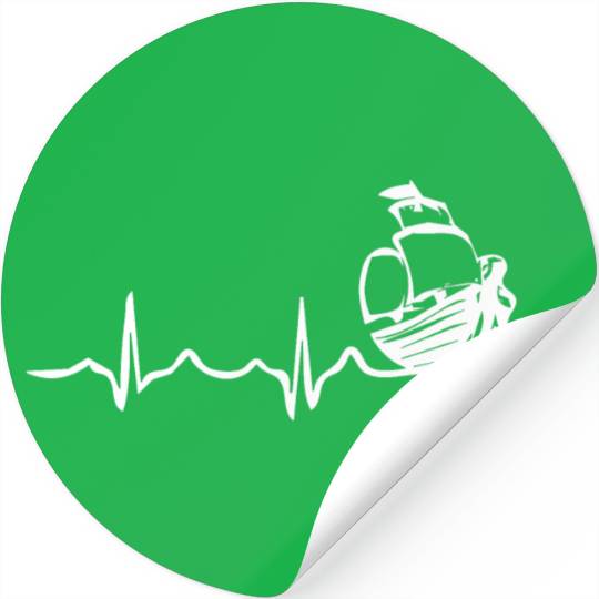 Sailing Heartbeat Boat Funny Boating Sailor Gift Stickers