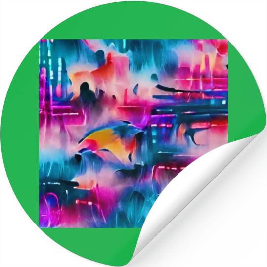 Abstract watercolor pattern in retro neon colors Stickers