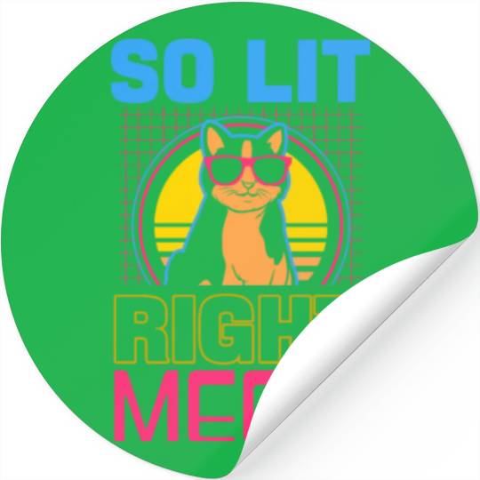 EDM Rave Techno 80s Lit Right Meow Stickers