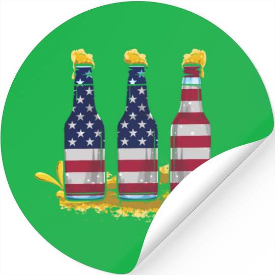 America American Flag US Flag Beer 4th Of July Stickers