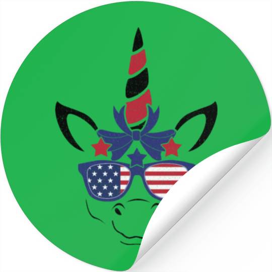 Cute Unicorn America American Flag 4th Of July Stickers