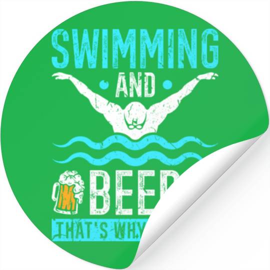 Swimming Beer Men Swim Team Stickers