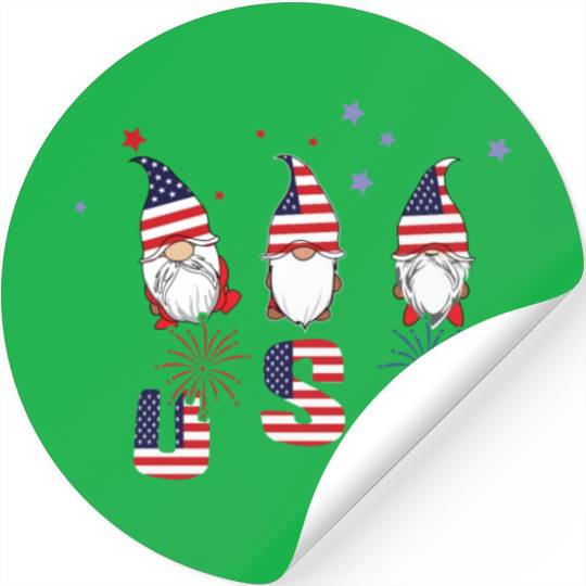 Elf Dwarf Gnome America American Flag 4th Of July Stickers
