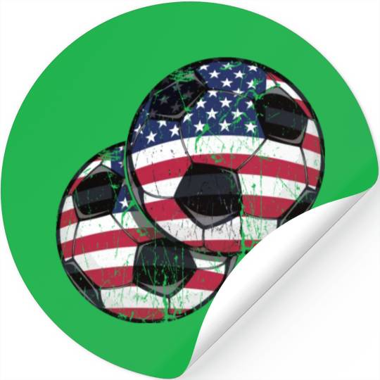 Soccer Ball America American Flag 4th Of July Stickers
