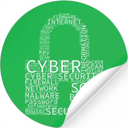 Cyber Security Wordcloud Padlock Stickers