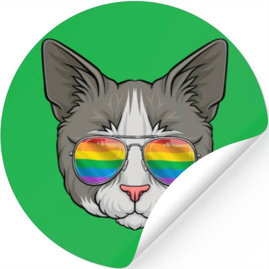 Cat LGBTQ Sunglasses Rainbow Flag Kitten Gay Pride Stickers