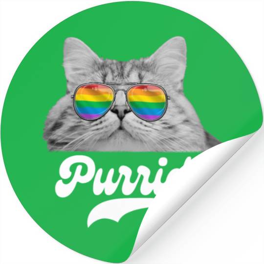 Funny Cat LGBT Sunglasses Rainbow Flag Gay Pride Stickers